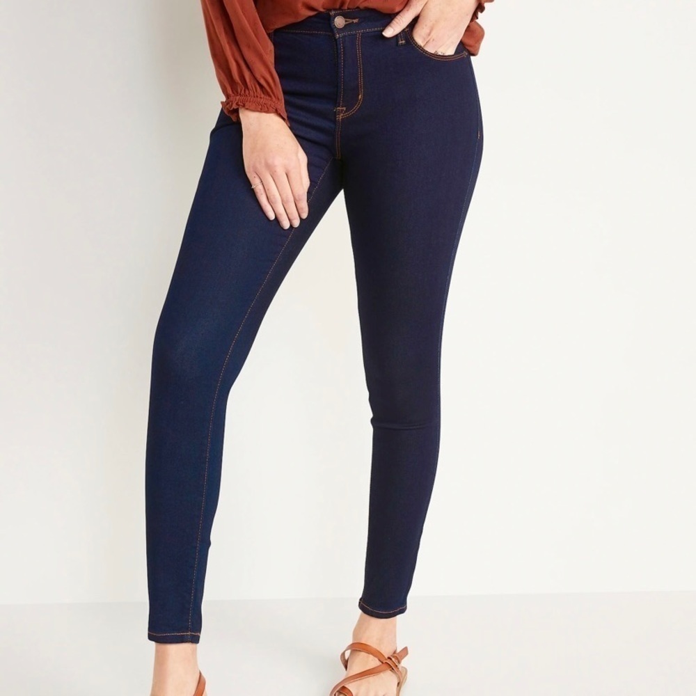 Old Navy Rockstar Stretch Skinny Jeans, Women’s Dark Wash Ankle Zippers Jeggings